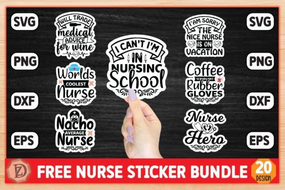 Free Nurse Sticker Bundle for Crafts and Graphics