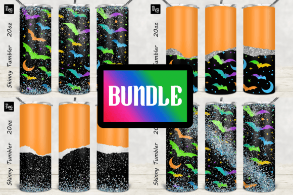 Halloween Tumbler Bundle Wrap PNG Design – A Spooky Graphic Asset for Crafts and Merch