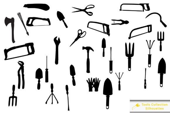 Tools Silhouettes Collection Vector Review